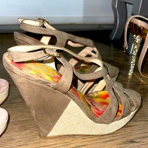 Tan platform wedges, size 8.5.